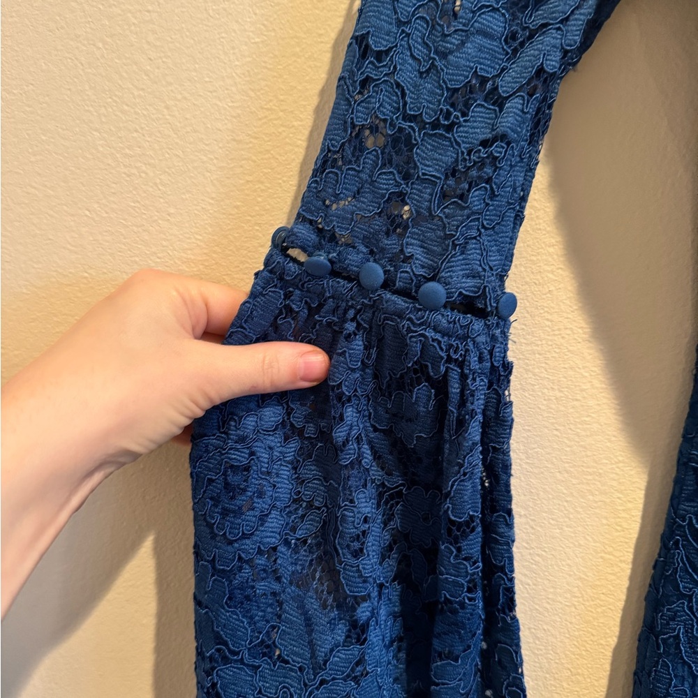 Nicholas Octavia Lace Corset Midi Dress Blue‎ US Size 0 Long Sleeve - Picture 5 of 12